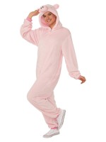 Pig Furry Hooded Onesie Adult Costume Animals